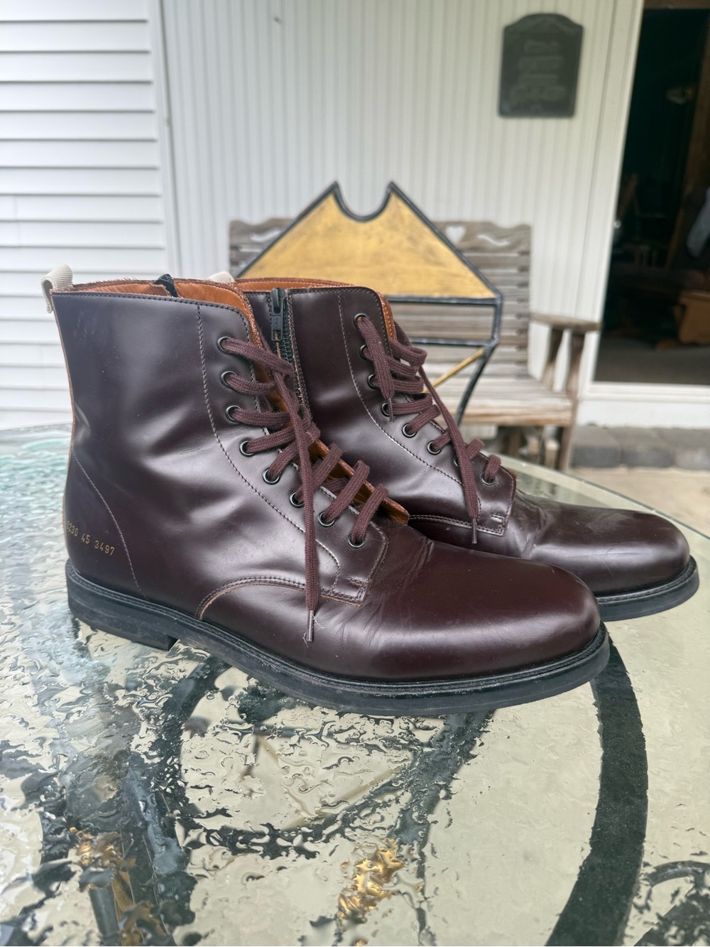 Common Projects Men's Dark Brown Leather Lace-Up Boots